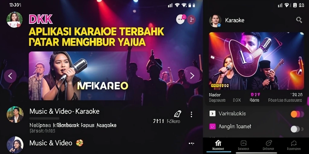 Screenshot aplikasi DKK menampilkan antarmuka Karaoke yang interaktif dan menarik.