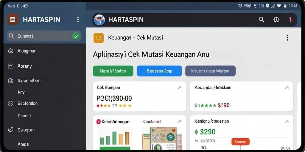 Antarmuka HARTASPIN menampilkan mutasi keuangan yang jelas dan informatif.
