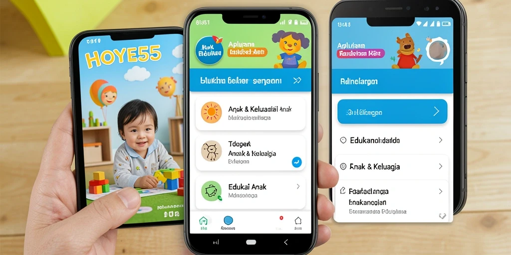 Antarmuka HOYE55 dengan fitur edukasi yang menarik bagi anak.