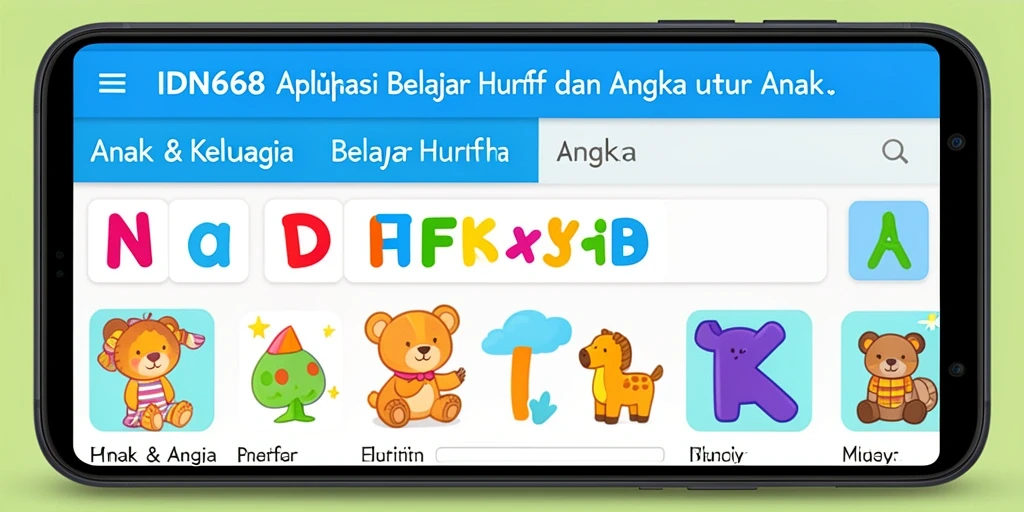 Antarmuka aplikasi IDN668 yang interaktif dan menarik untuk anak.