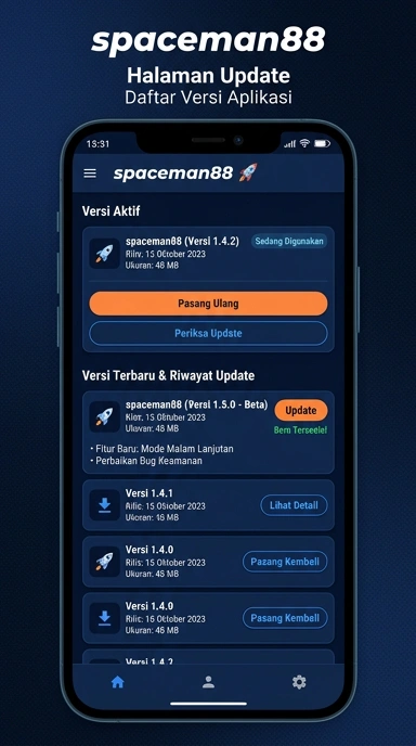 Riwayat Versi Terbaru Spaceman88 untuk Android